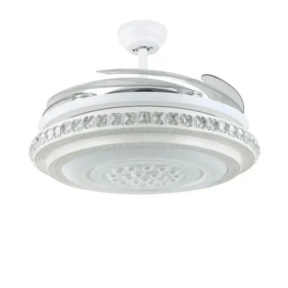 Modern white crystal chandeliers ceiling fans with led for bedroom