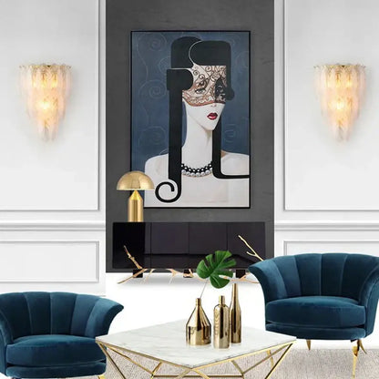 Modern white crystal feather wall lamp bedroom gold pearl sconce