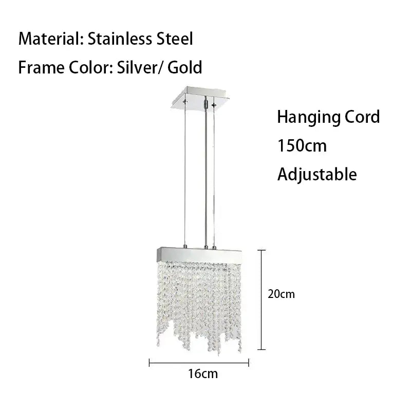 Modern white crystal tassel chandelier dining room hanging lamp