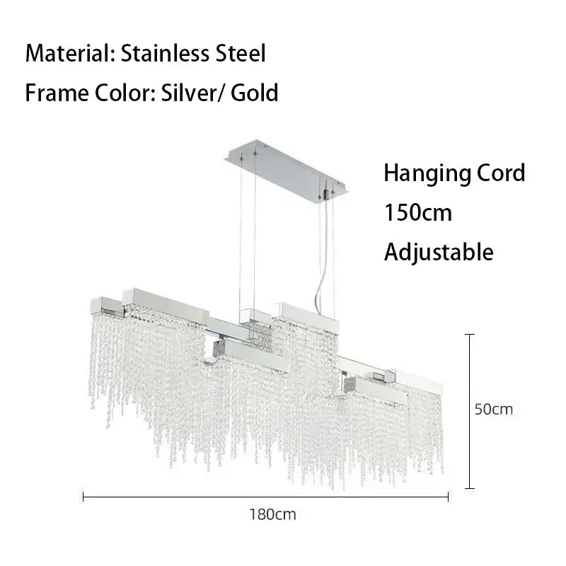 Modern white crystal tassel chandelier dining room hanging lamp