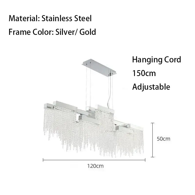 Modern white crystal tassel chandelier dining room hanging lamp