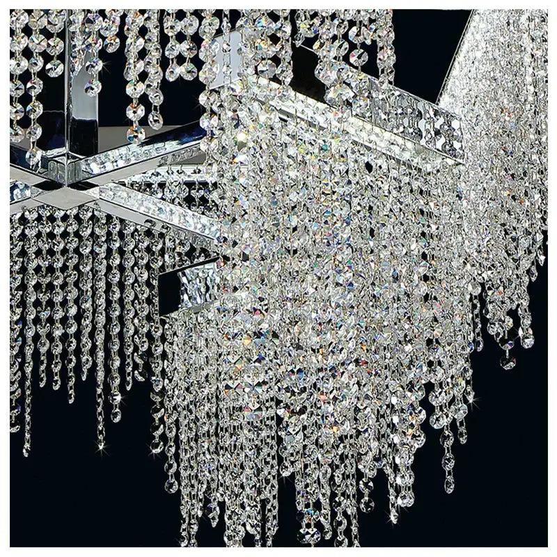 Modern white crystal tassel chandelier dining room hanging lamp