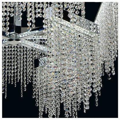 Modern white crystal tassel chandelier dining room hanging lamp