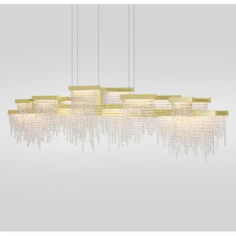 Modern white crystal tassel chandelier dining room hanging lamp