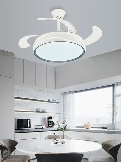 Modern white curved blade ceiling fan light for bedroom