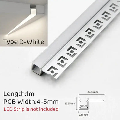 Modern white curved led aluminum profile living room recessed light