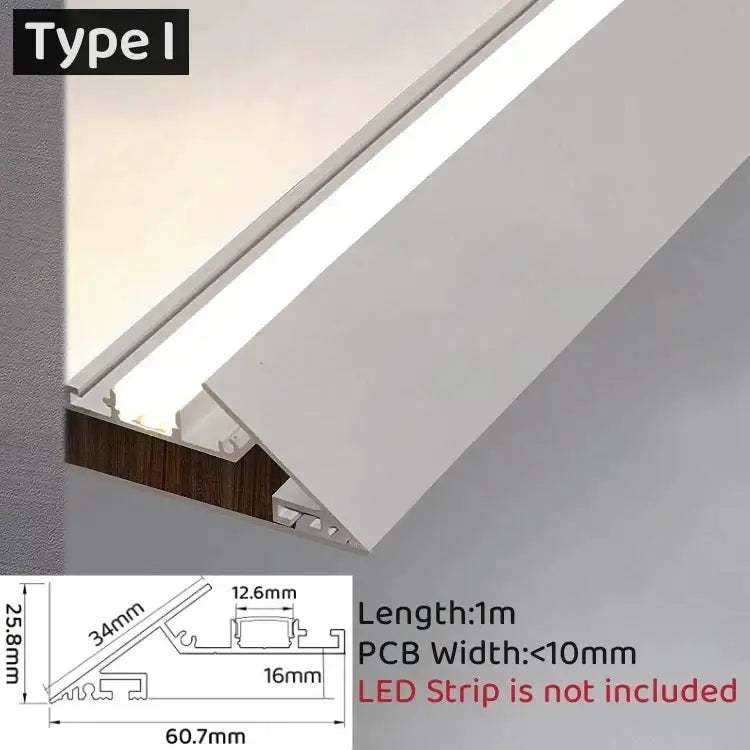 Modern white curved led aluminum profile living room recessed light