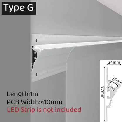 Modern white curved led aluminum profile living room recessed light