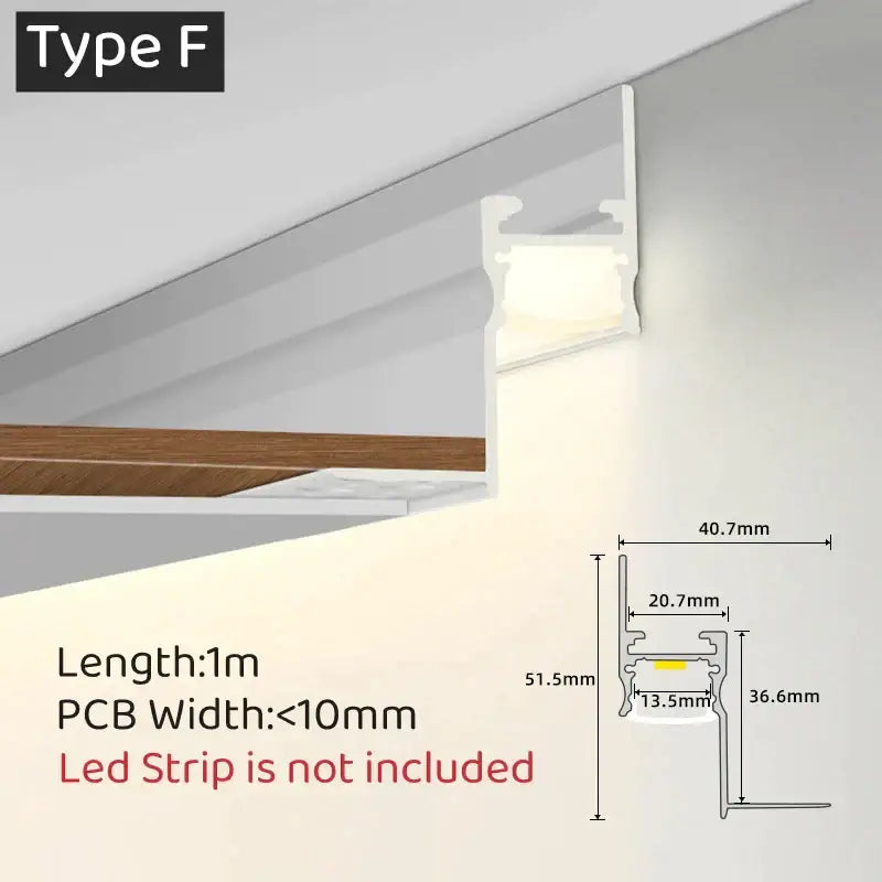 Modern white curved led aluminum profile living room recessed light