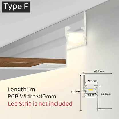 Modern white curved led aluminum profile living room recessed light