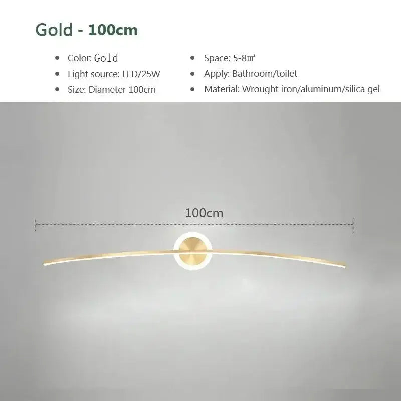 Modern white curved led wall lamp for bathroom living room