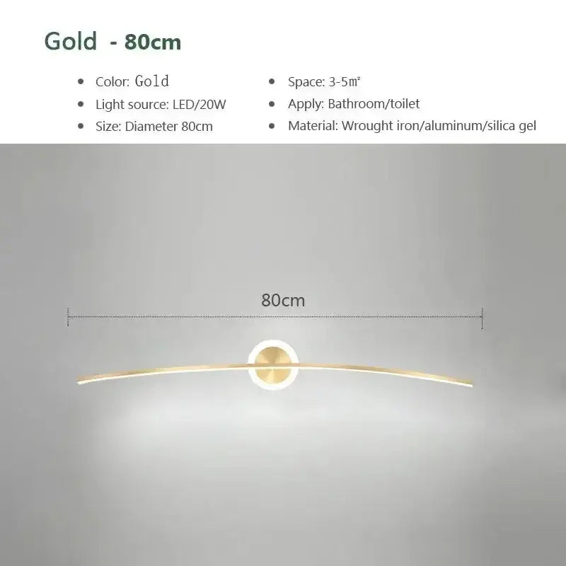 Modern white curved led wall lamp for bathroom living room