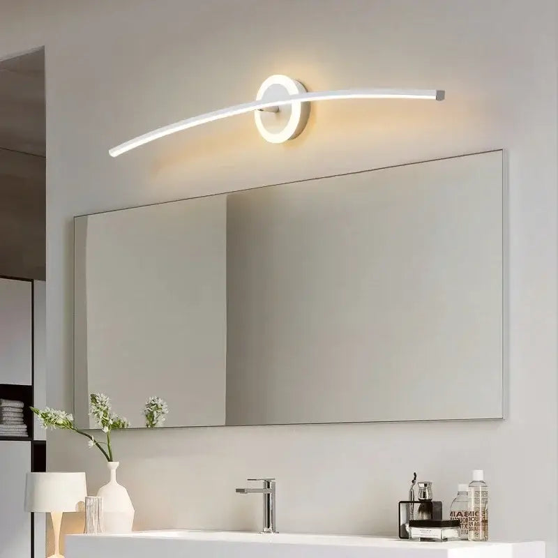 Modern white curved led wall lamp for bathroom living room