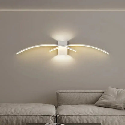 Modern white curved led wall light strip living room sconce