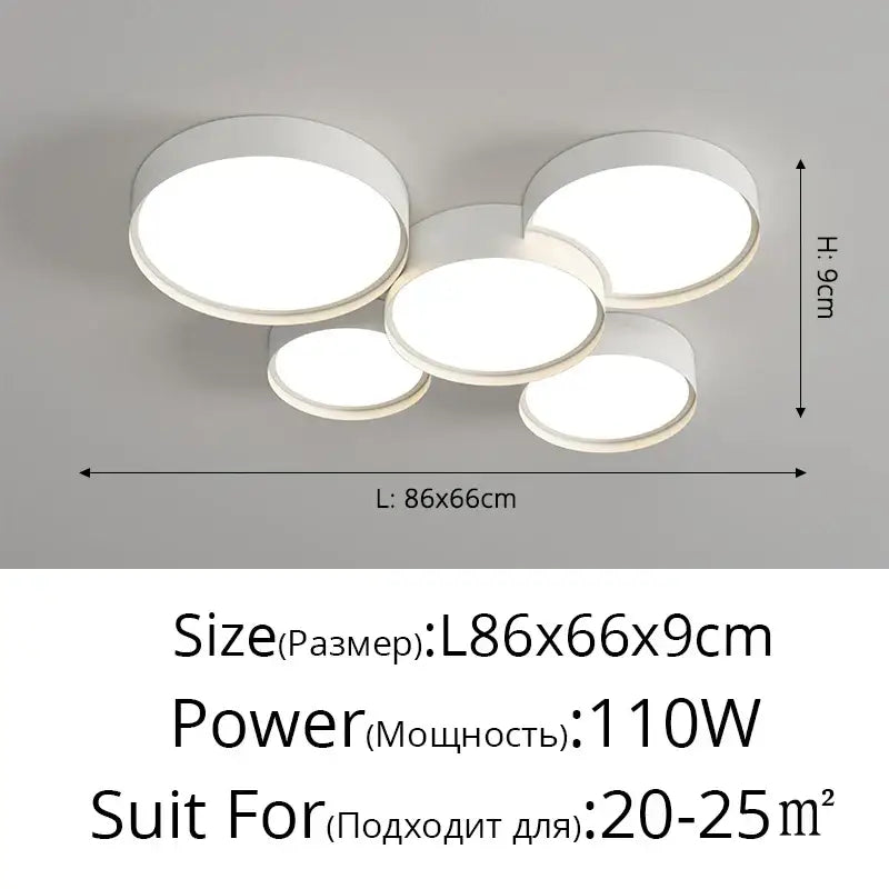 Modern white cylinder led chandelier light for living room