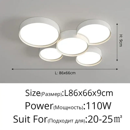 Modern white cylinder led chandelier light for living room