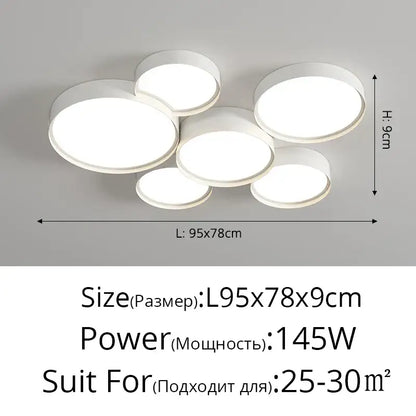 Modern white cylinder led chandelier light for living room