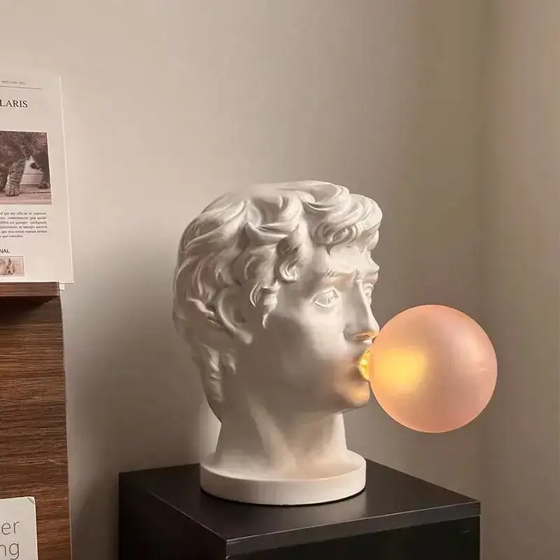 Modern white david sculpture table lamp bedroom bubble art decor