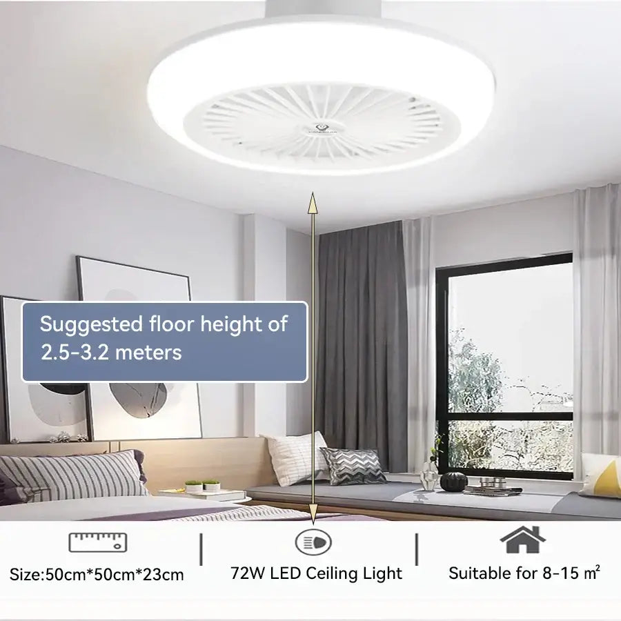 Modern white ceiling fan with light for bedroom