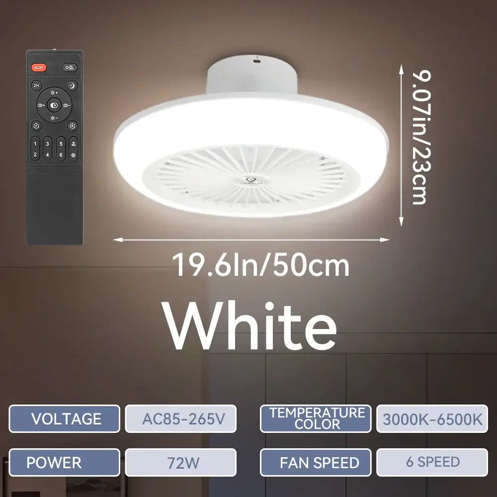 Modern white ceiling fan with light for bedroom