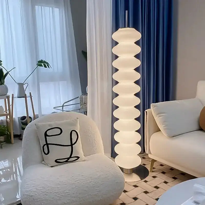 Modern white cream sugar gourd floor lamp living room
