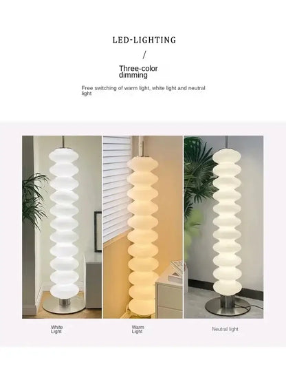 Modern white cream sugar gourd floor lamp living room