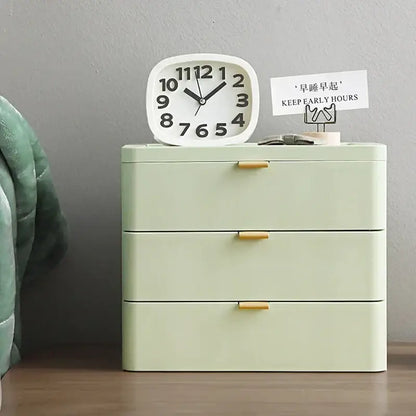 Modern white desktop organizer drawer with gold handles bedroom rack