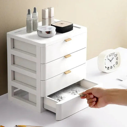 Modern white desktop organizer drawer with gold handles bedroom rack