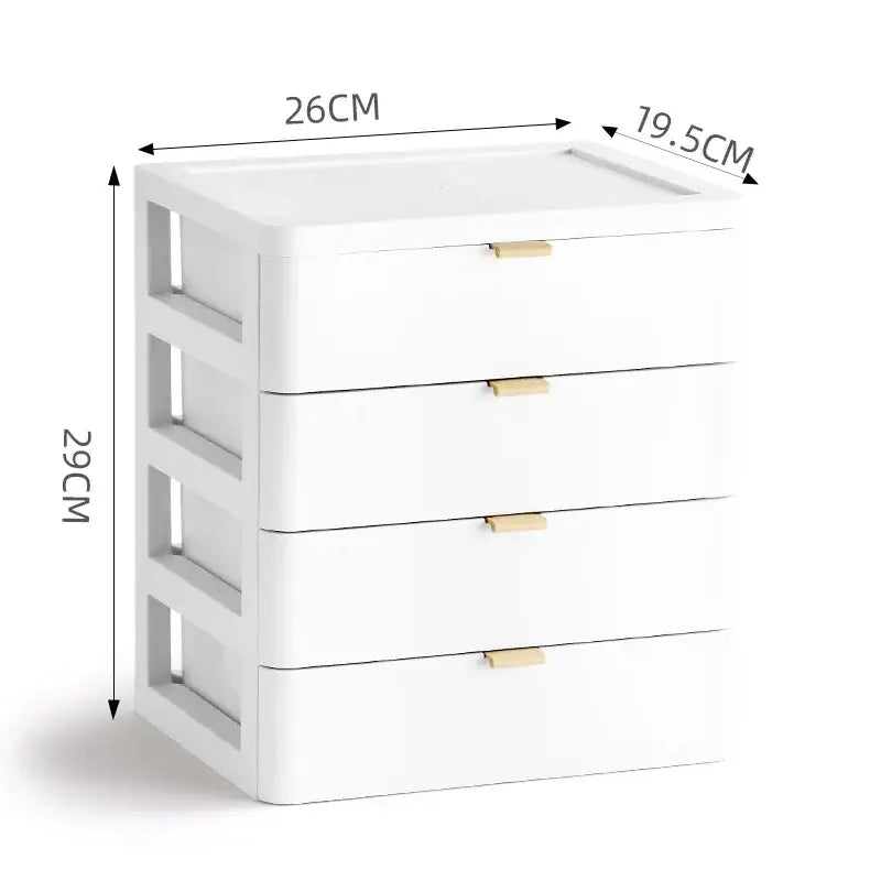Modern white desktop organizer drawer with gold handles bedroom rack