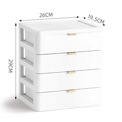 Modern white desktop organizer drawer with gold handles bedroom rack