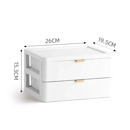 Modern white desktop organizer drawer with gold handles bedroom rack