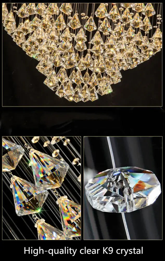 Modern white diamond crystal chandelier living room led light