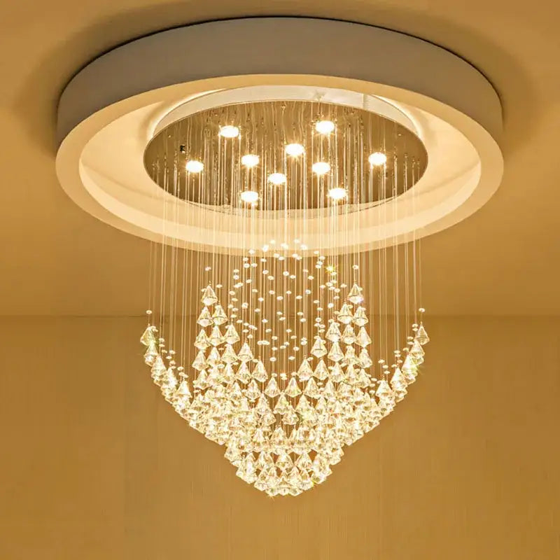 Modern white diamond crystal chandelier living room led light