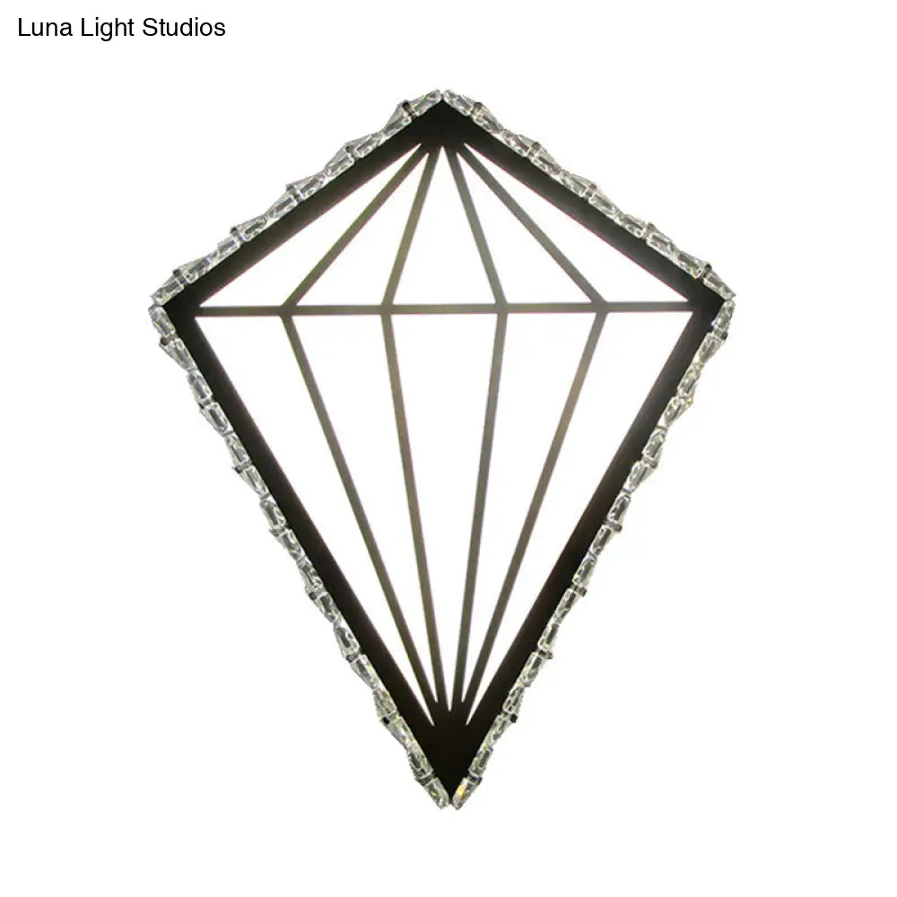 DecorBites™ Modern White Diamond LED Wall Sconce with Crystal Deco - Warm/White Light