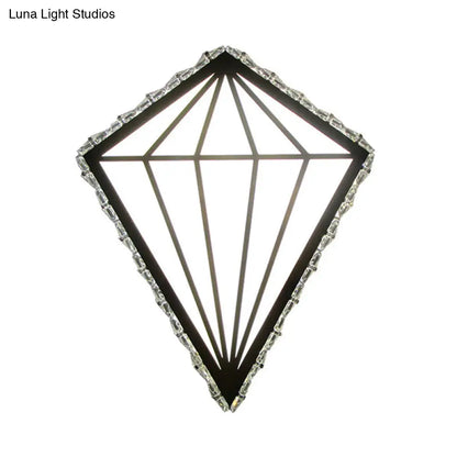 DecorBites™ Modern White Diamond LED Wall Sconce with Crystal Deco - Warm/White Light
