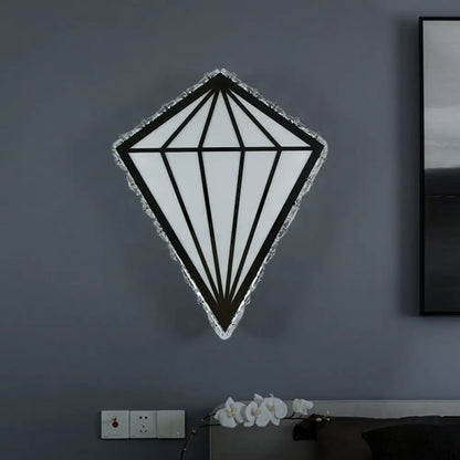 DecorBites™ Modern White Diamond LED Wall Sconce with Crystal Deco - Warm/White Light
