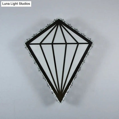 DecorBites™ Modern White Diamond LED Wall Sconce with Crystal Deco - Warm/White Light