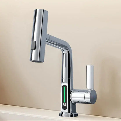 Modern white digital display basin faucet bathroom showerhead