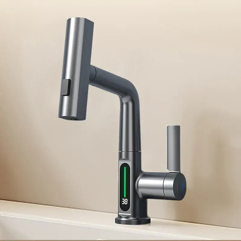Modern white digital display basin faucet bathroom showerhead