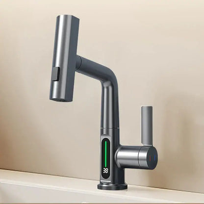 Modern white digital display basin faucet bathroom showerhead