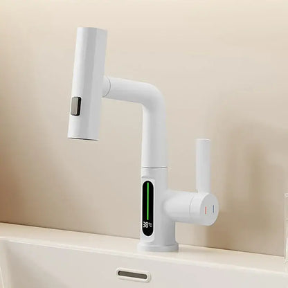 Modern white digital display basin faucet bathroom showerhead