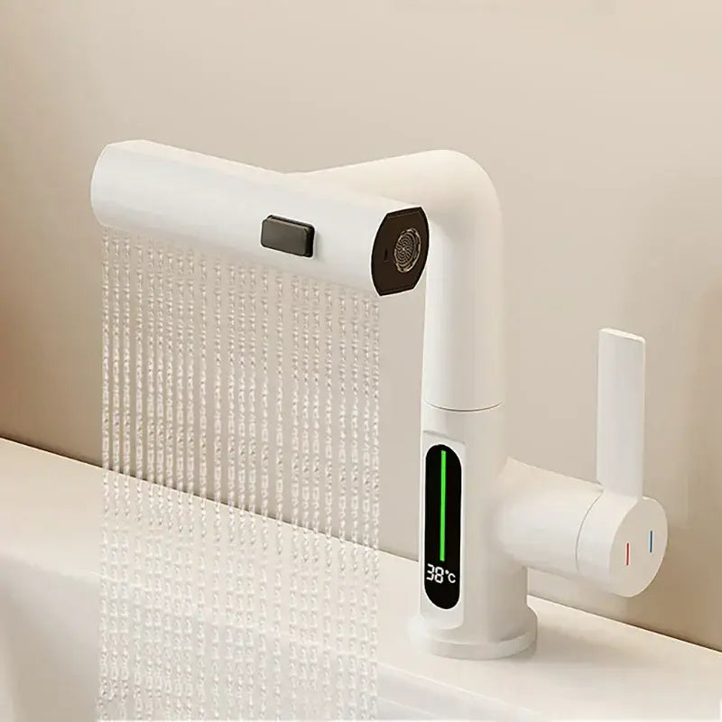 Modern white digital display basin faucet bathroom showerhead