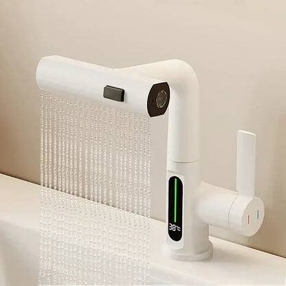 Modern white digital display basin faucet bathroom showerhead