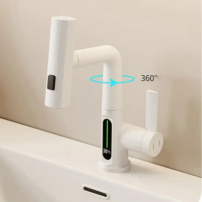 Modern white digital display basin faucet bathroom showerhead