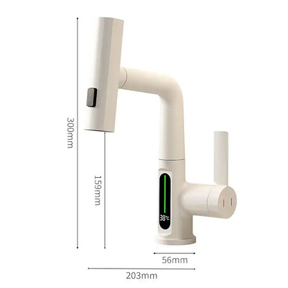 Modern white digital display basin faucet bathroom showerhead
