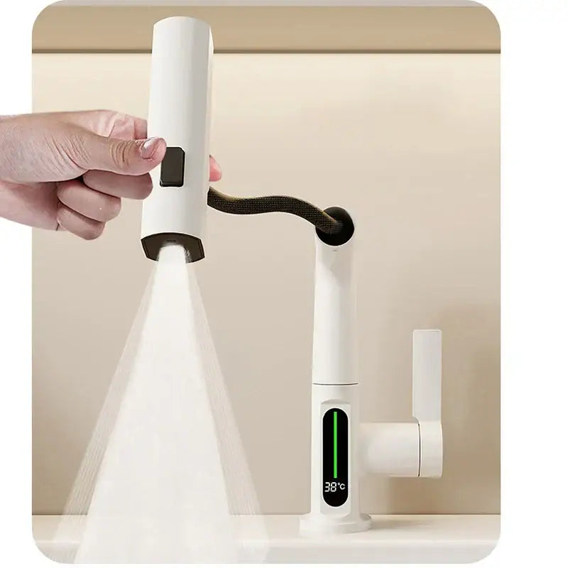 Modern white digital display basin faucet bathroom showerhead