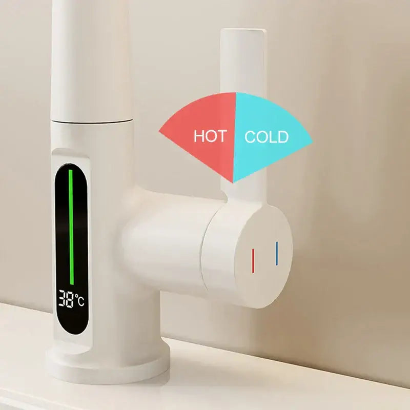 Modern white digital display basin faucet bathroom showerhead
