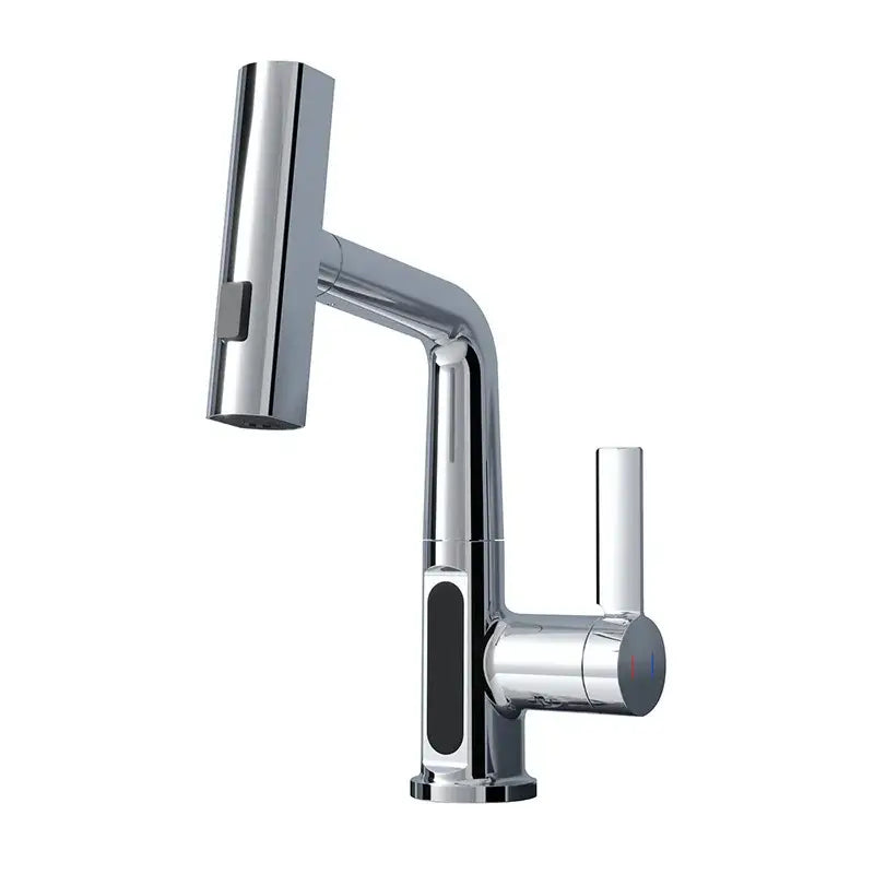Modern white digital display brass basin faucet for bathroom