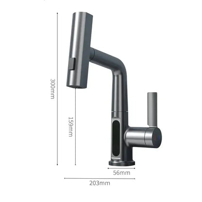 Modern white digital display brass basin faucet for bathroom