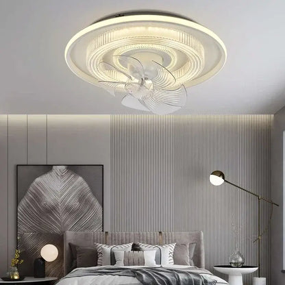 Modern white dimmable led fan ceiling lamp for bedroom